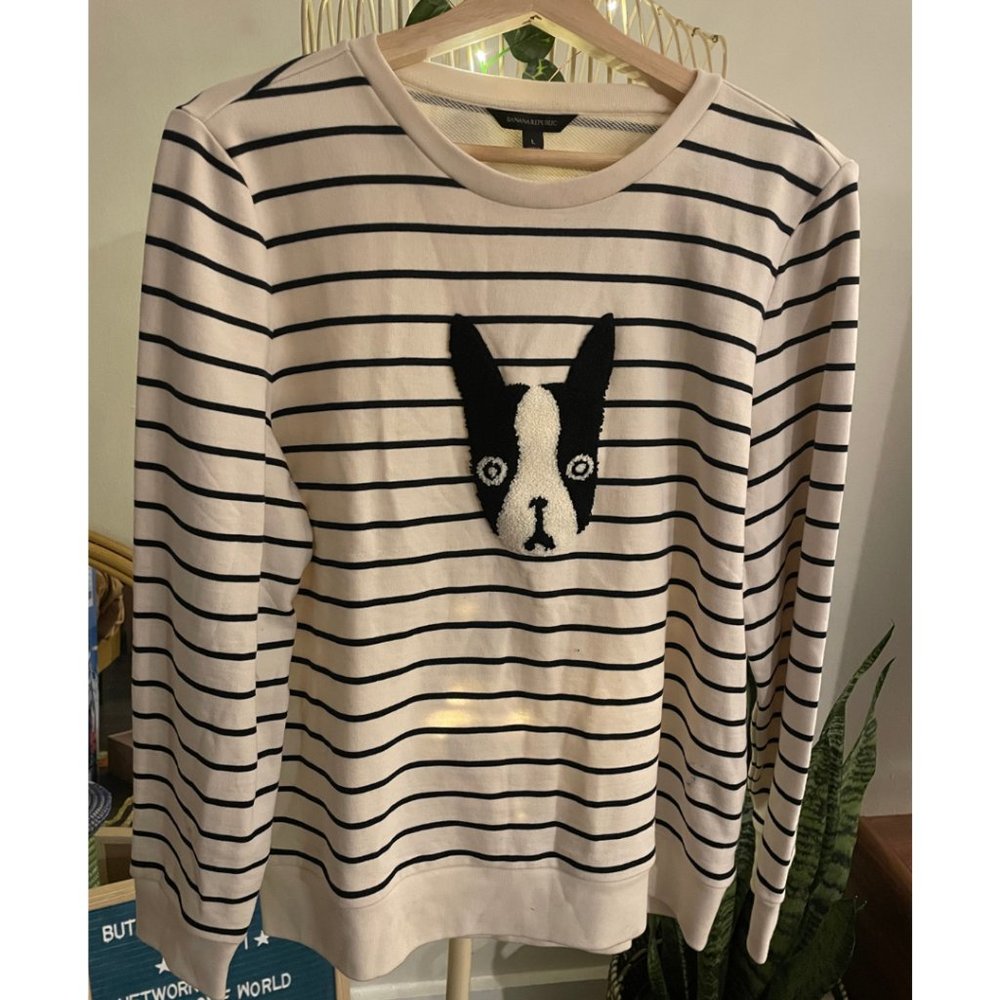 Banana Republic French Bulldog Adorned Crew